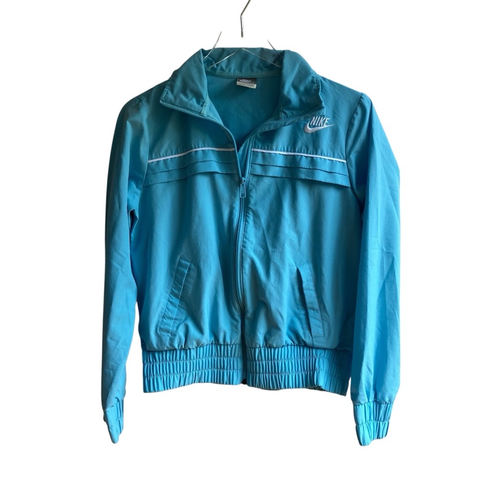 Nike Sportswear Bomber Jacket Size M Teal Full Zip Pockets Gym Spring Run Coat